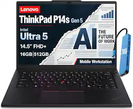 Lenovo - ThinkPad P14s Gen 5 14.5" FHD+ AI Laptop - Intel Ultra 5 125H with 16GB Memory - 512GB SSD - Windows 11 Pro - Jet Black