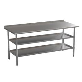 Emma + Oliver - NSF Certified 18 Gauge Work Table with 1.5" Backsplash and 2 Undershelves - Stainless Steel