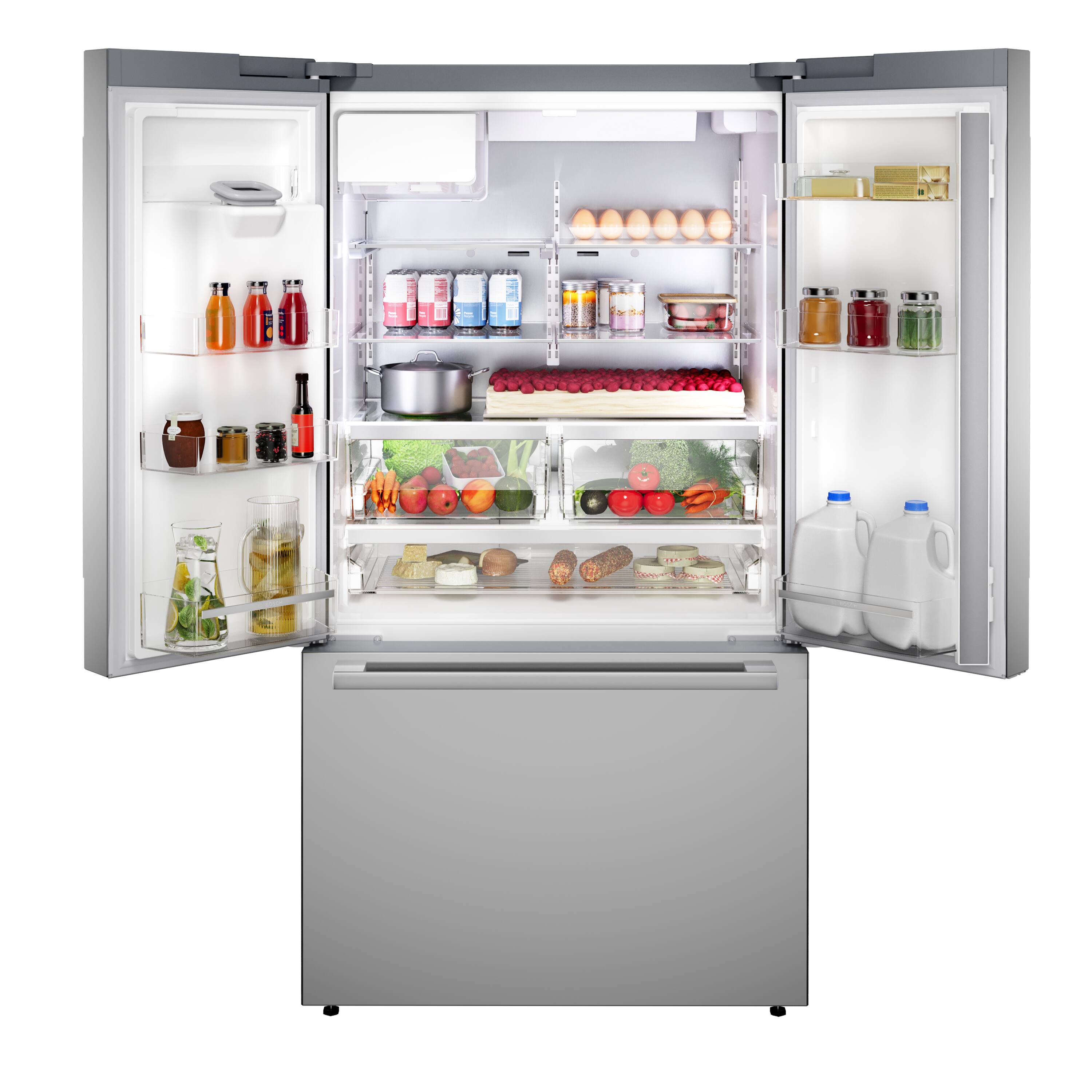 Alt View 4. Bosch - 500 Series 26 Cu. Ft. 3-Door French Door Smart Refrigerator with External Water and Ice - Stainless Steel.