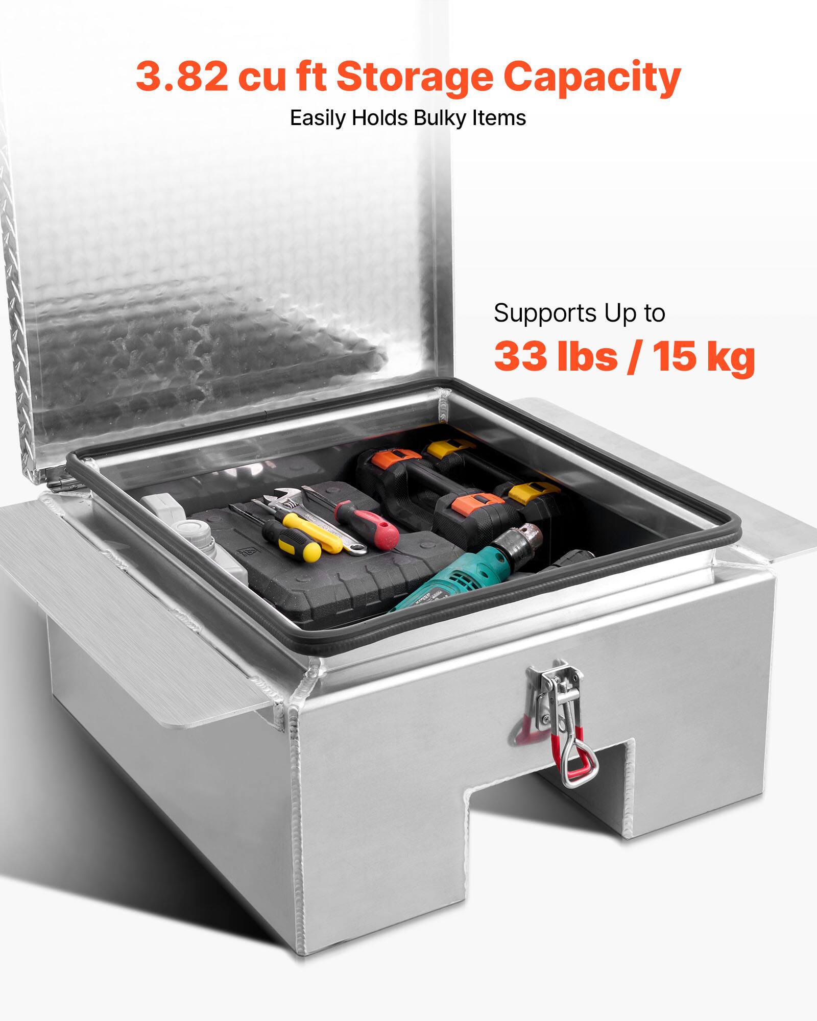 3.82 cu ft Storage Capacity  
Easily Holds Bulky Items  

Supports Up to 33 lbs / 15 kg
