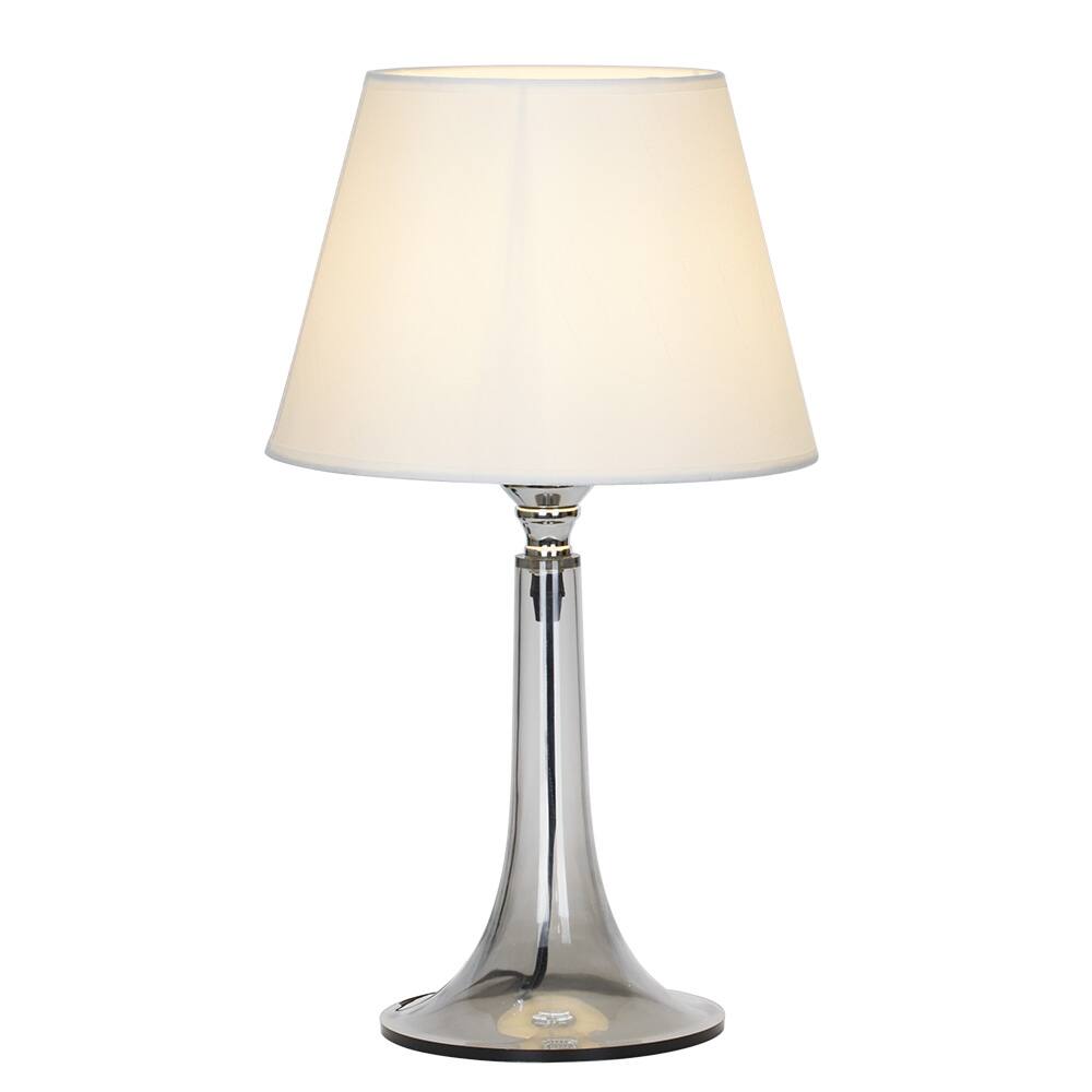 Oumilen 17.2in Transparent Black Acrylic Table Lamp – White Fabric ...