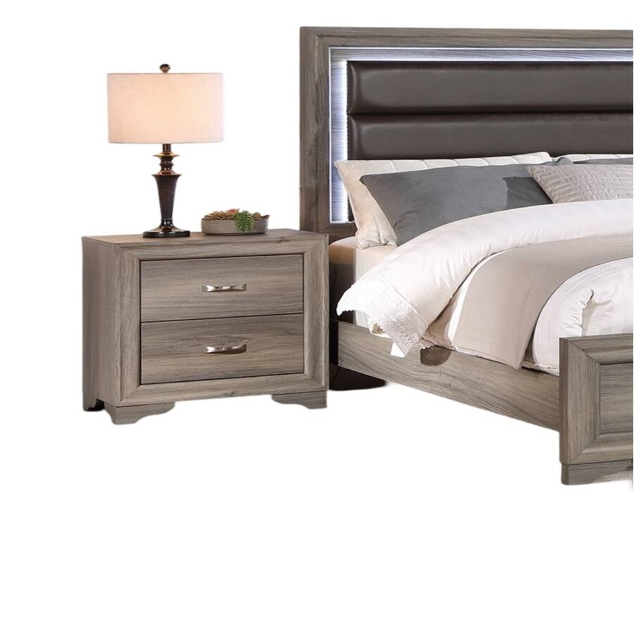 Bedside Table Spring Style Loheer Modern Two Drawer Nightstand, Finish Wooden Bedside Table ...