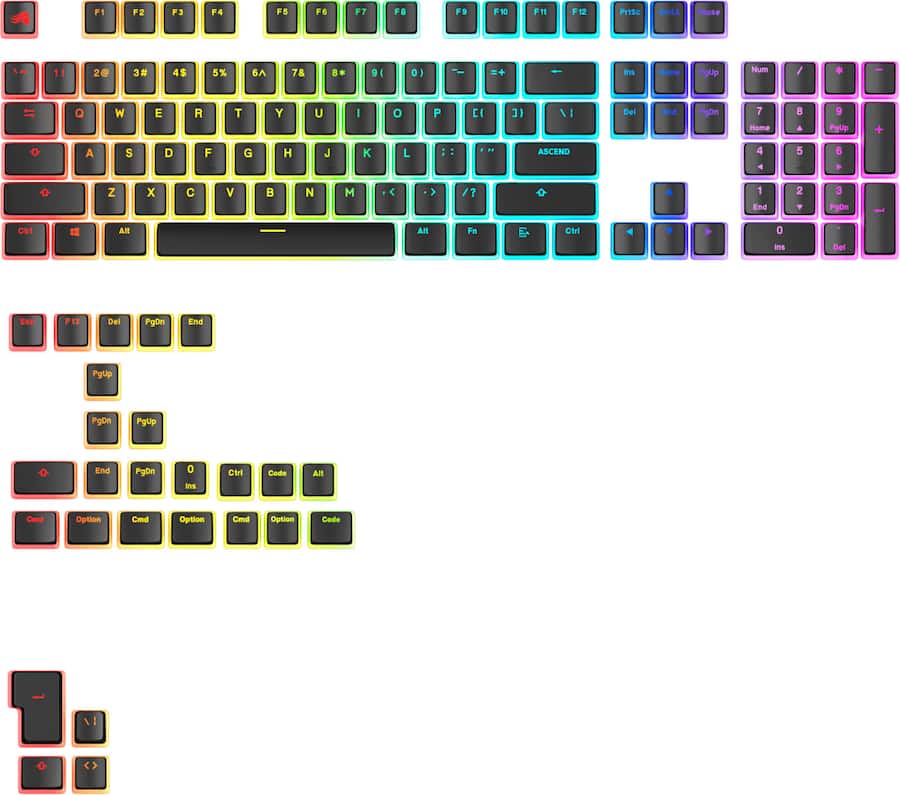 Pgdn Keyboared Key Glorious Aura V3 Pudding Style Universal Keycaps for 100% 85% 80% TKL ...