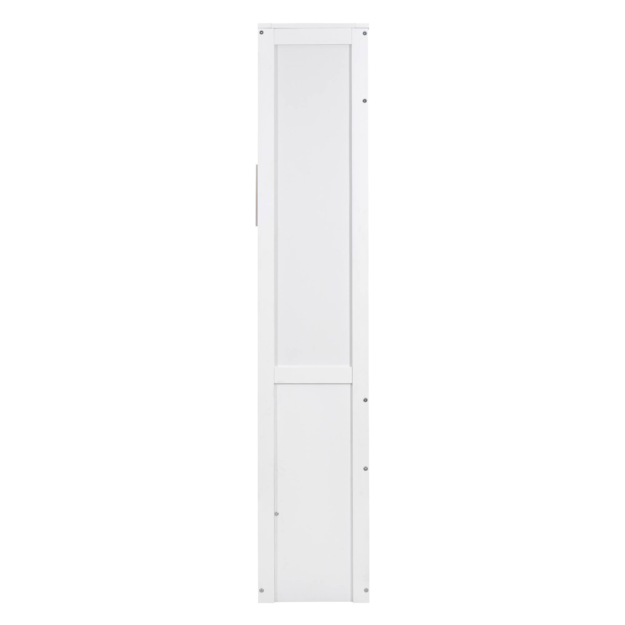 Alt View 7. Tiramisubest - Full Size Murphy Wall Bed, White, Solid Wood + MDF, Space-Saving - White.
