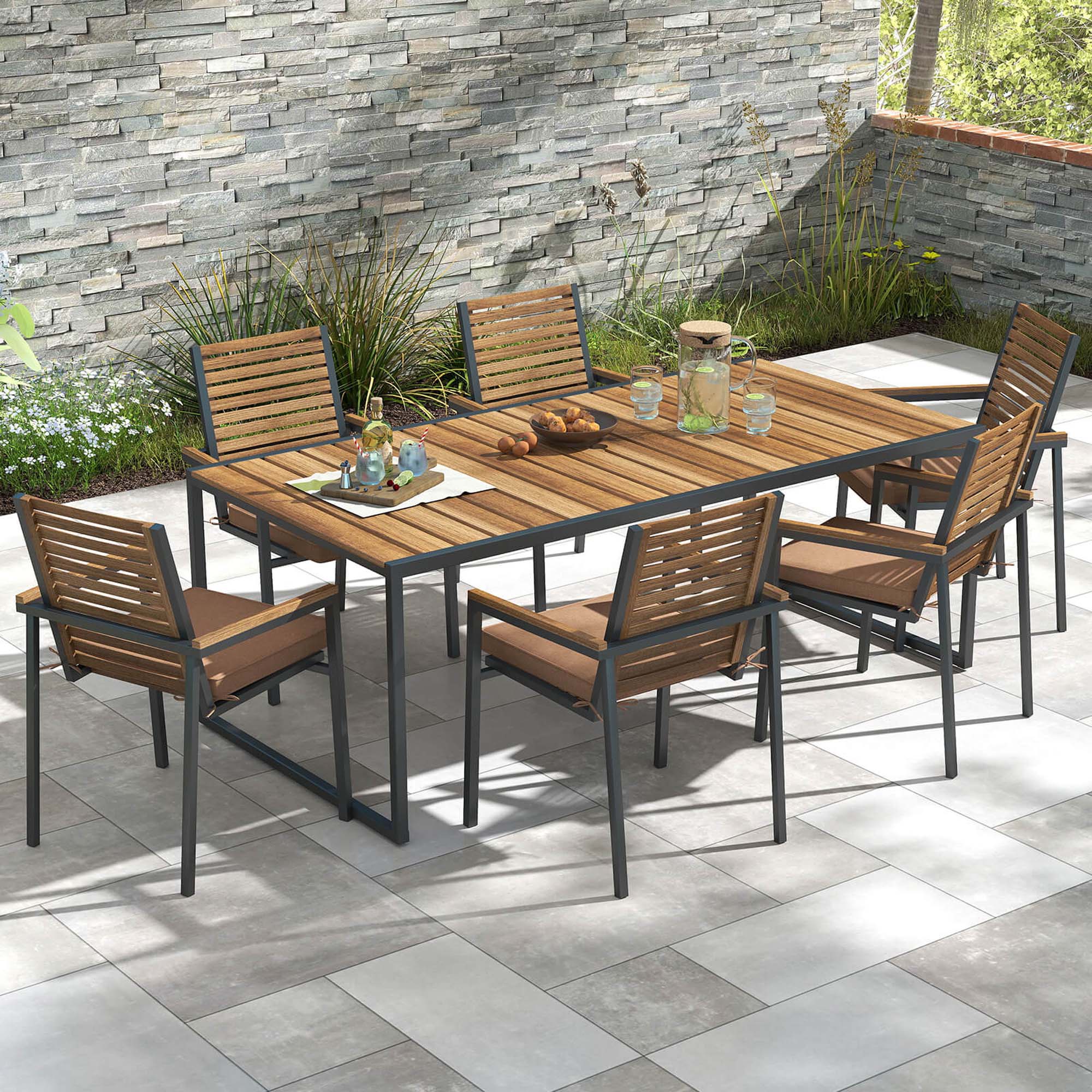Alt View 1. Costway - Costway Outdoor Chair Cushion Set of 6 Waterproof Fade-Resistant Olefin Seat Cushions - Brown.