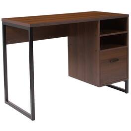 Emma + Oliver - Wood Grain Finish Computer Desk with Metal Frame - Rustic