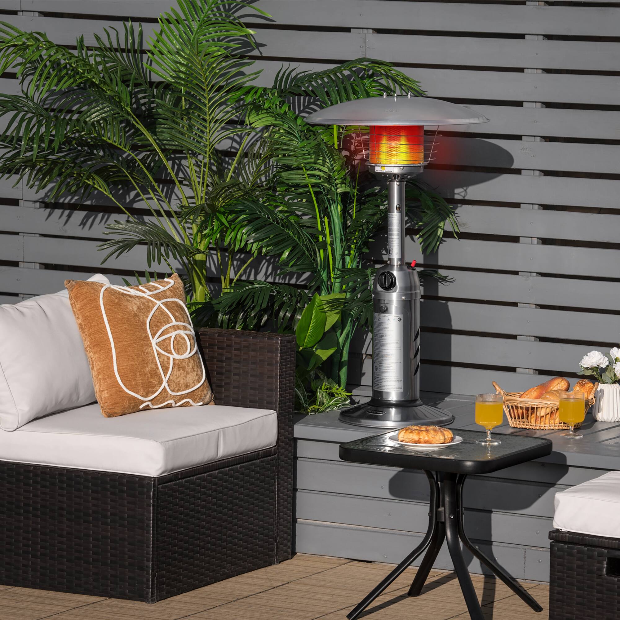 Alt View 3. Costway - Costway Patio Heater 11,000BTU Portable Tabletop Stainless Steel Standing Propane Heater - Silver.