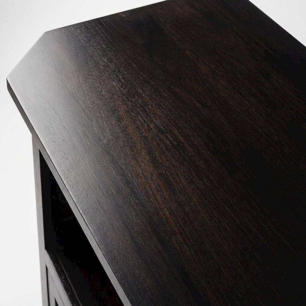 Alt View 2. FurniFact - Solid Wood Corner TV Stand With Storage Flip Down Door And Open Shelf - Espresso.