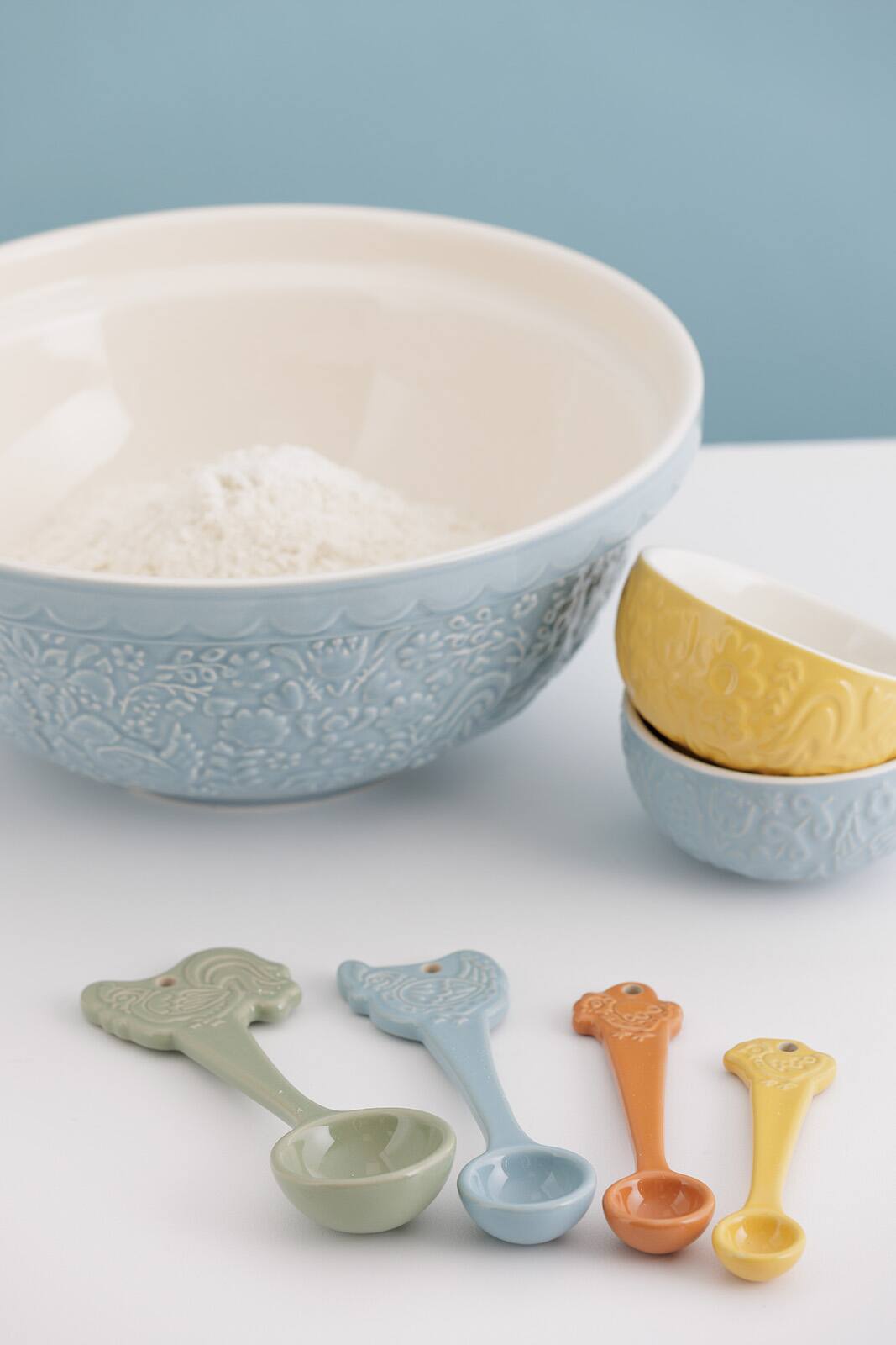 Alt View 3. Mason Cash - Home to Roost Mini Bowl Set, 4 Ceramic Prep Bowls with Hen and Cockerel Designs - Multicolored.