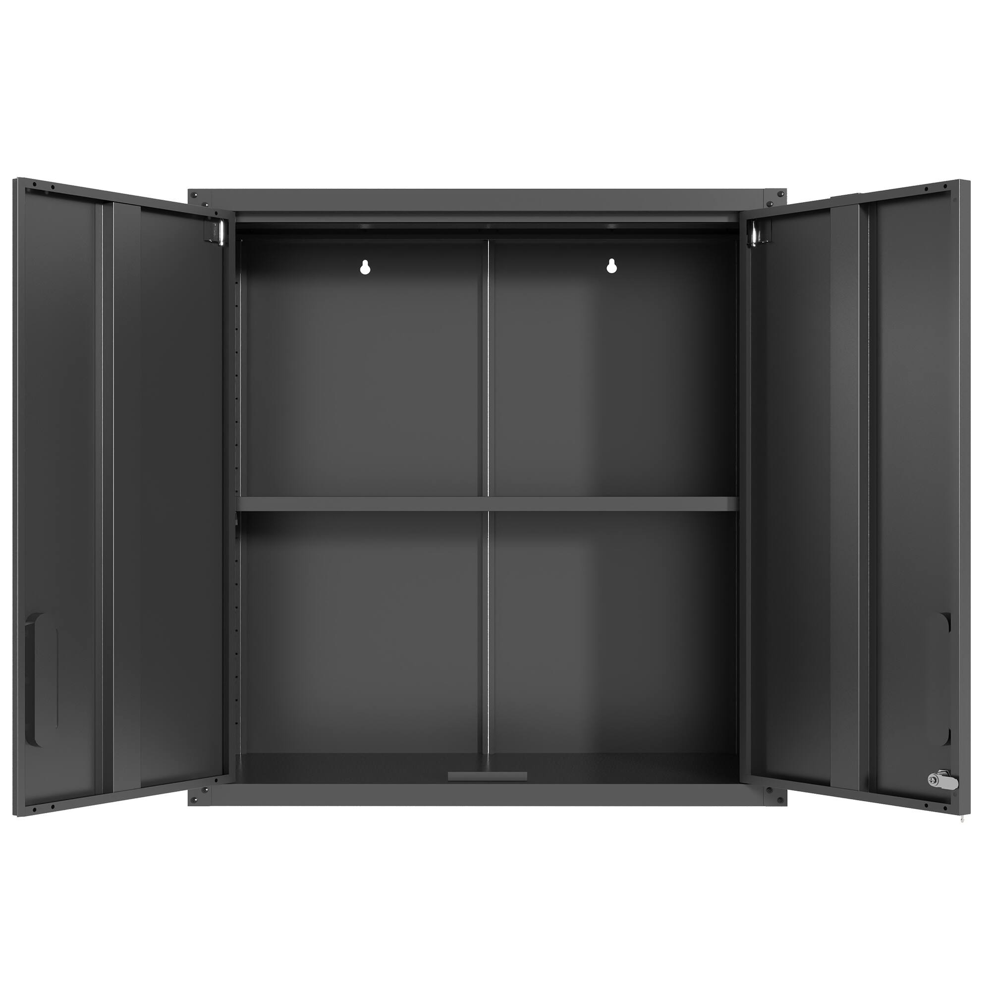 Alt View 9. LOVMOR - Metal Wall Mounted Tool Storage Cabinet with 2 Locking Doors 1 Adjustable Shelf 1 Open Drawer Requires Assembly.