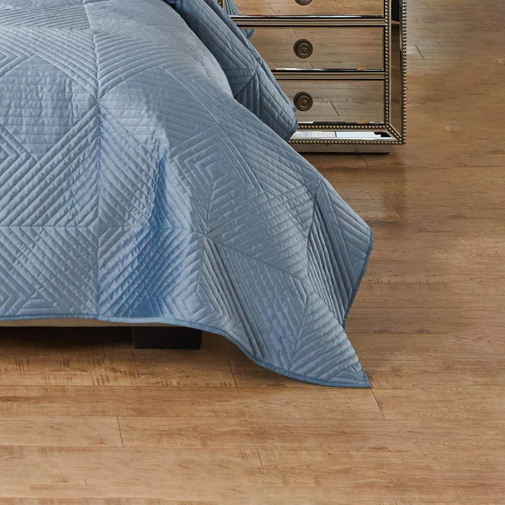 Alt View 3. Greenland Home Fashions - Greenland Home Fashions Riviera Dutch Velvet Ultimate Comfort Soft Plush Look 3-Piece Quilt Set King/Cal King Spa Blue - Spa Blue.