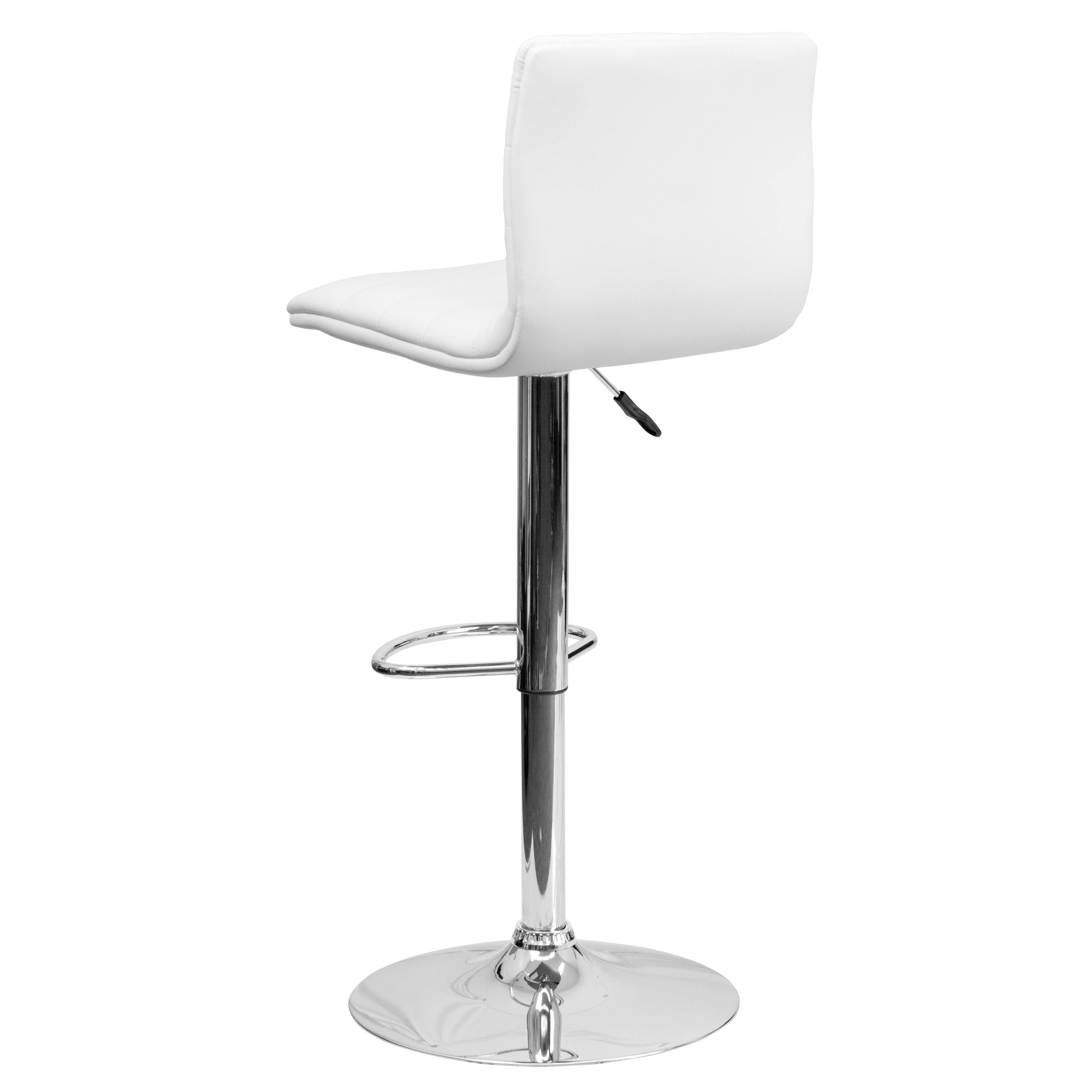 Alt View 6. Emma + Oliver - Modern Vinyl Adjustable Height Barstool with Horizontal Stitch Back, Set of 2 - White Vinyl/Chrome Frame.