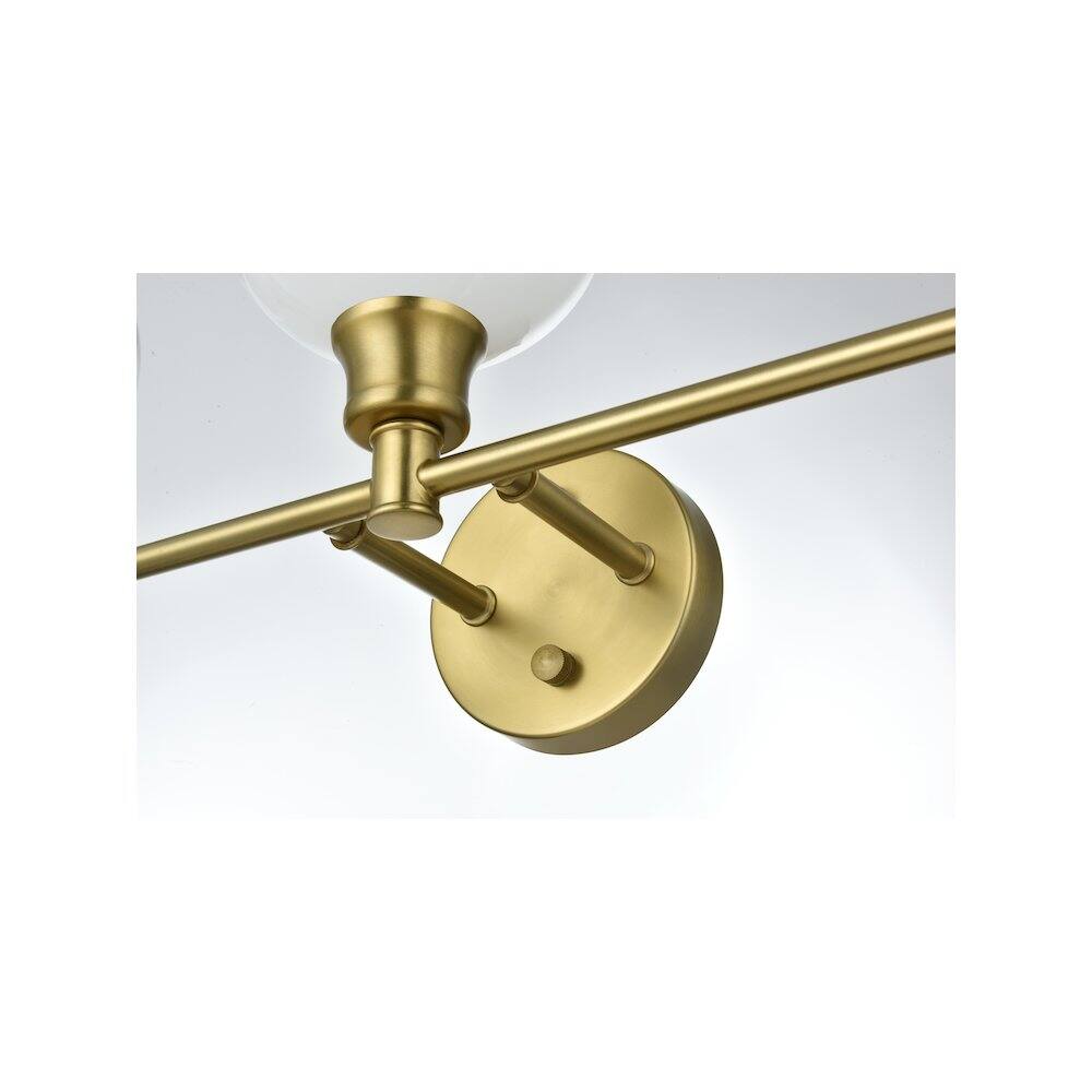Alt View 2. Living District - Collier 5 Light Satin Gold and Frosted White Glass Wall Sconce - Satin Gold.