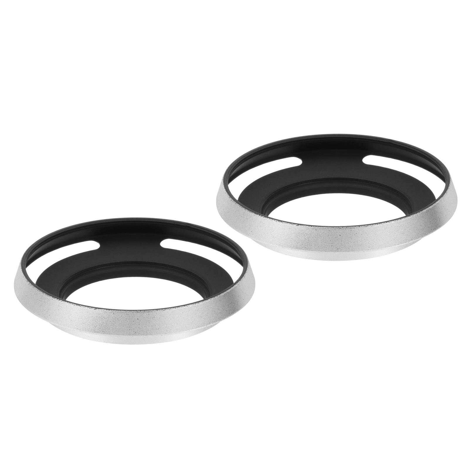 Front. Unique Bargains - 2pcs 40.5mm Lens Hood, Universal Metal Thin Hollow Curved Screw-in Vented Lens Hoods for Fujifilm for Pentax - Silver.