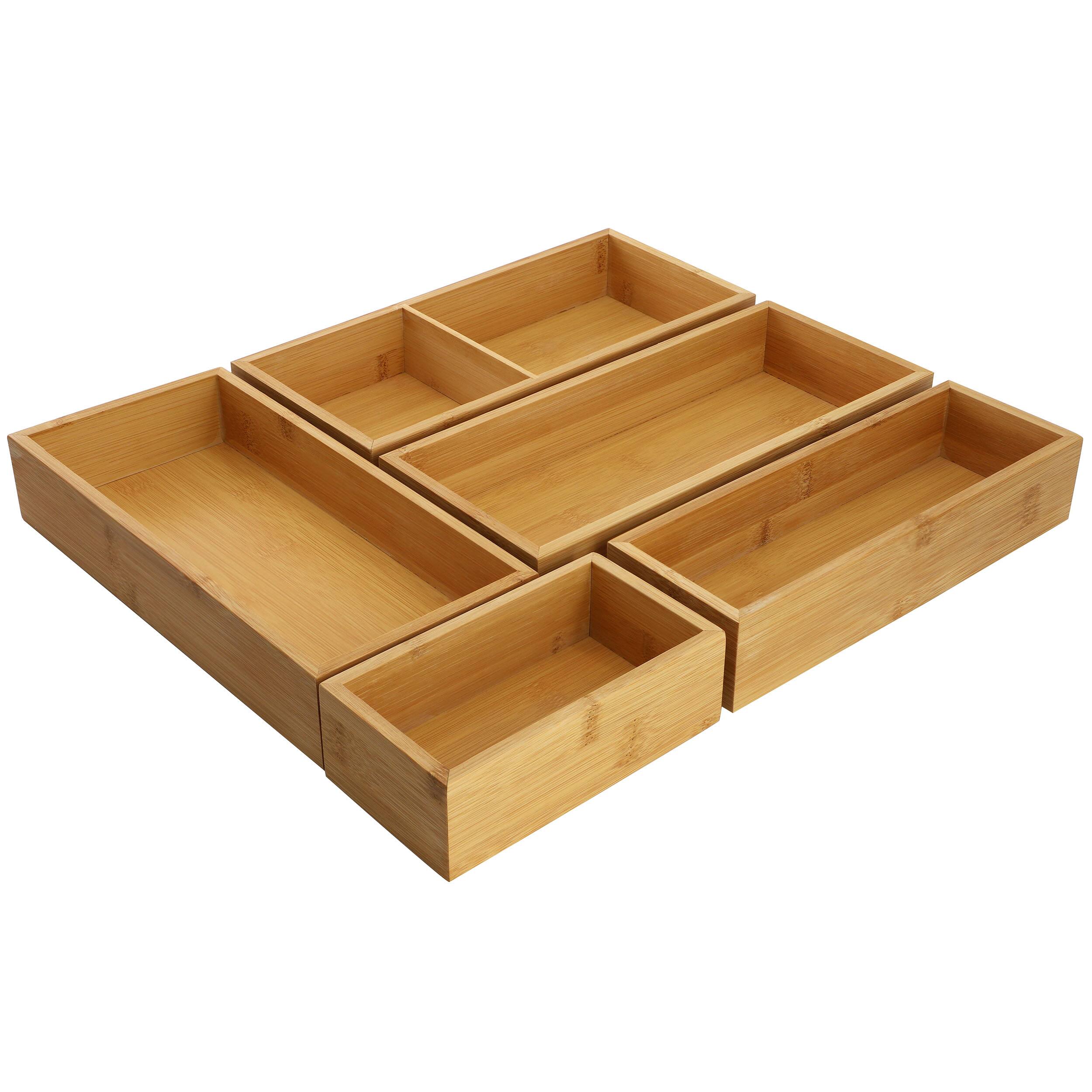 Front. MegaChef - MegaChef 5 Piece Bamboo Storage and Organization Trays - Brown.
