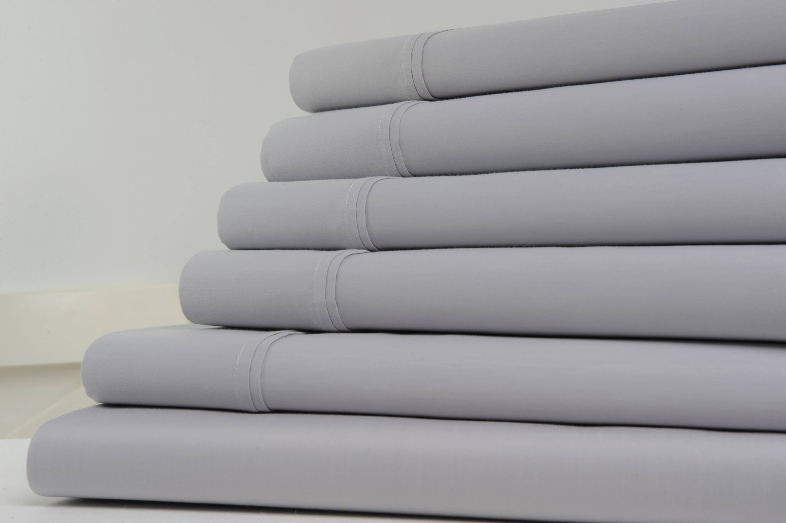 Front. Kathy Ireland - Kathy Ireland 1200 Thread Count 6 Piece Cotton Rich Sheet Set - Grey.
