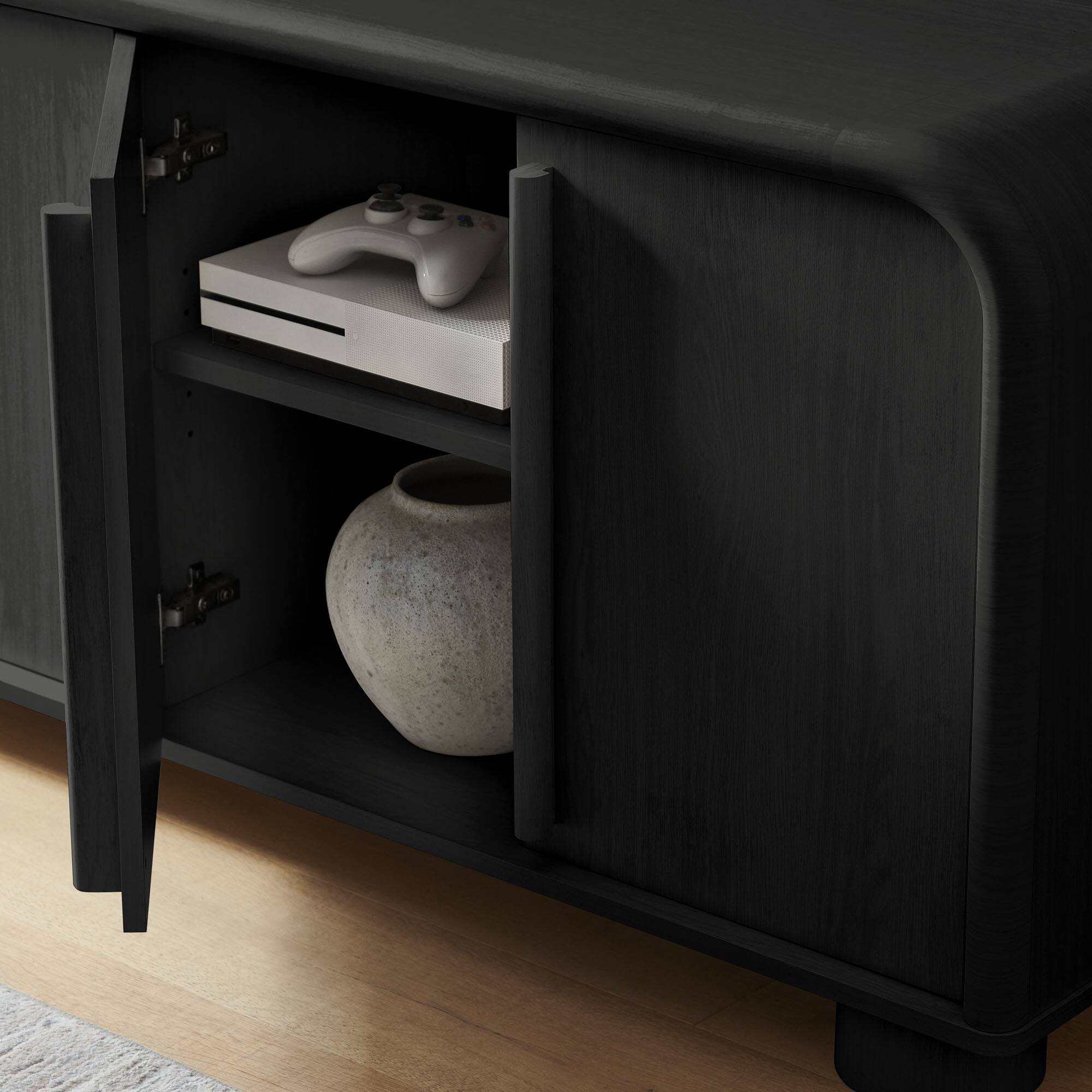 Alt View 1. Modway - Bellamy Curved 4-Door Sideboard Cabinet by Modway - Black Oak.