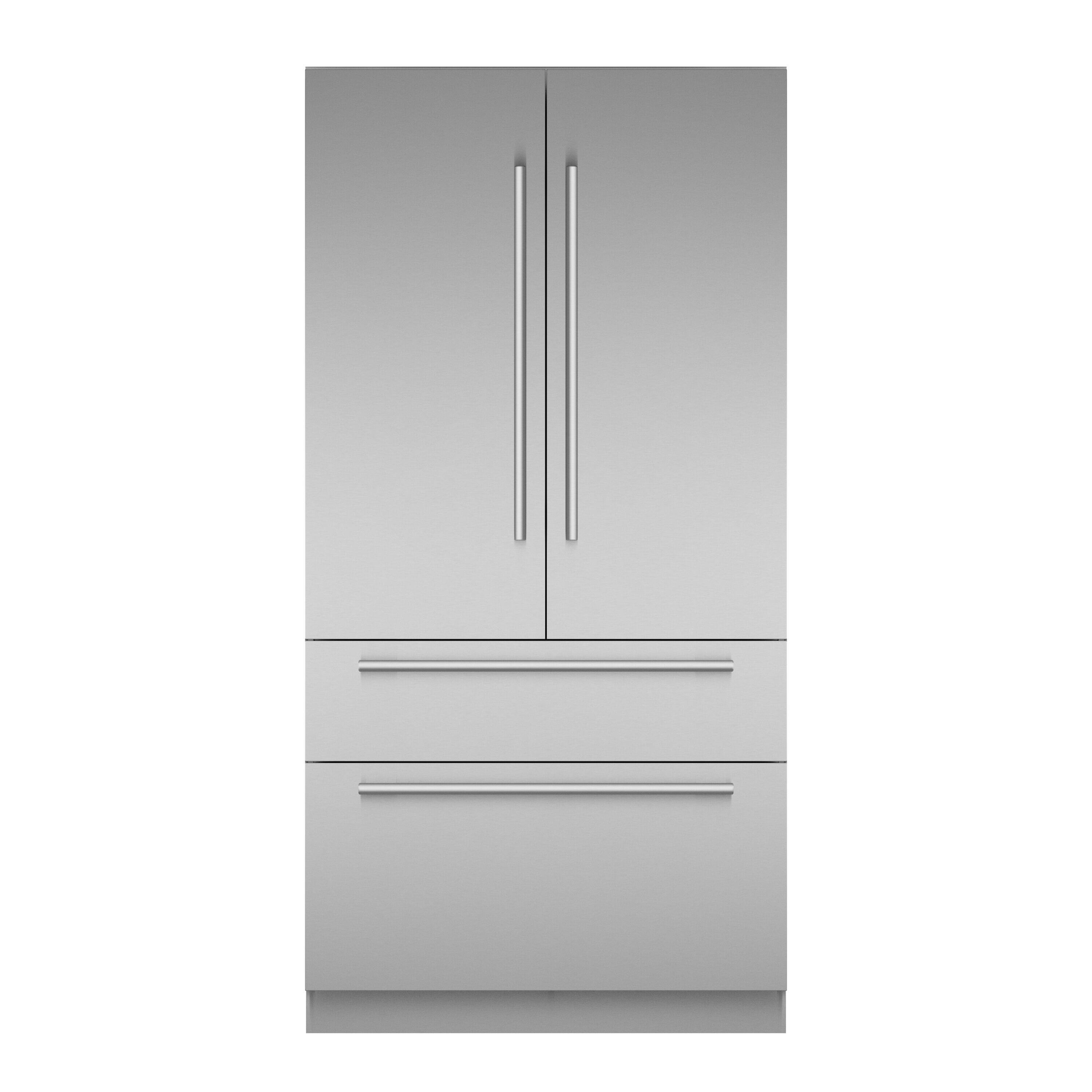 Front. Thermador - Freedom Collection 42 in Wide 23.1 Cu. Ft. Smart Built-in French Door Bottom Freezer Refrigerator - Stainless Steel.