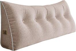 wowmax - Queen Headboard Pillow - Plush Triangle Wedge for Sitting Up in Bed Reading - Light Pink
