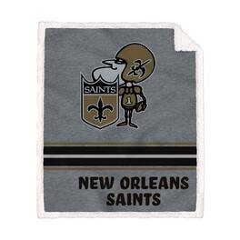 Pegasus - New Orleans Saints 50'' x 60'' Vintage Triple Stripe French Terry Sherpa Blanket - Multicolor