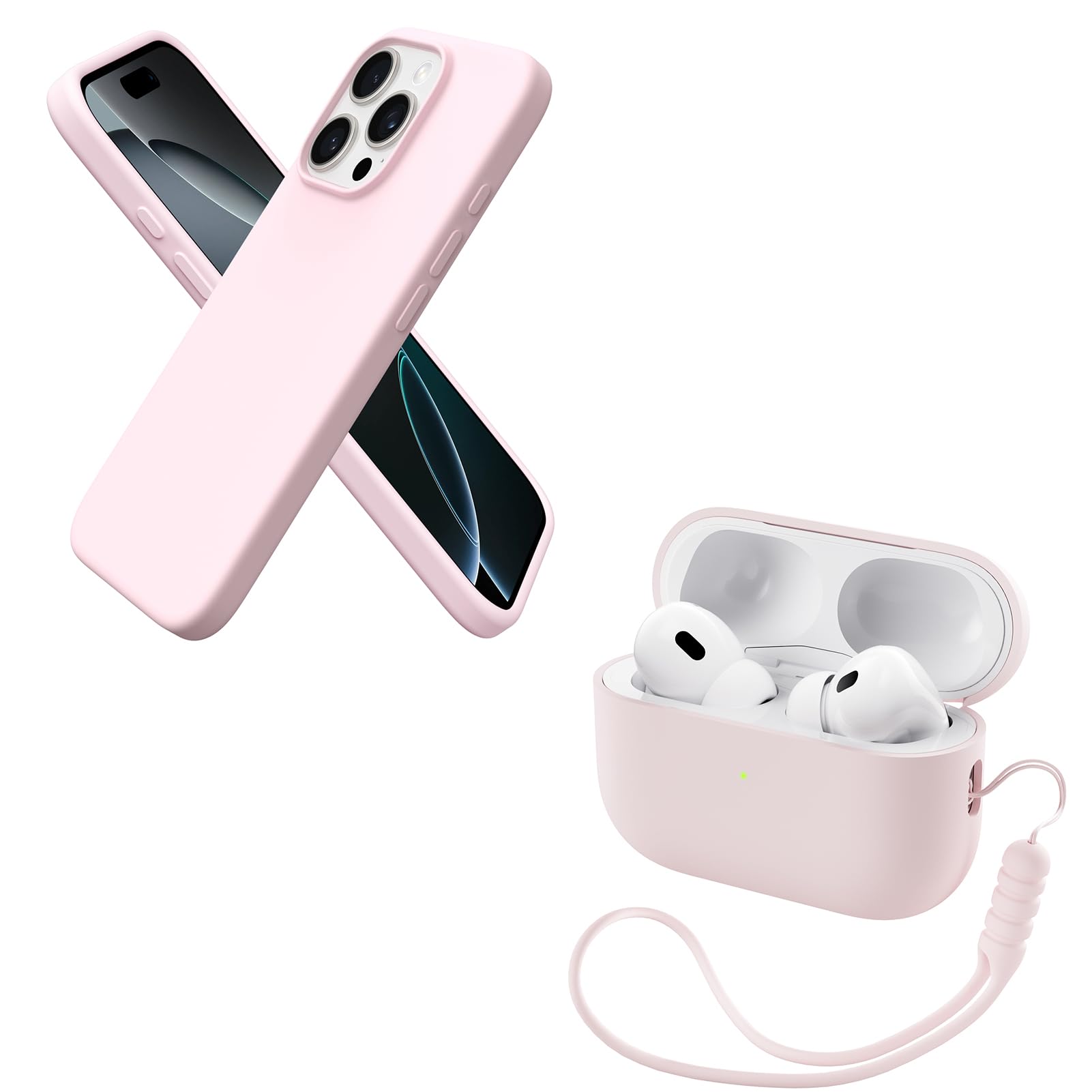 Front. Ornarto - ORNARTO Bundle for iPhone 16 Pro Case 6.3" in Pink and for AirPods Pro 2 Case 2022 in Pink - Pink.