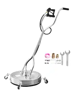 VEVOR - 22" Pressure Washer Surface Cleaner, Stainless Steel Pressure Washer Attachments with 4 Wheels, 4500 Max PSI - Silver