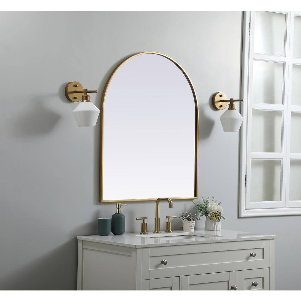 Alt View 4. Elegant Decor - Metal Frame Arch Mirror 30x36 Inch in Brass - Brass.