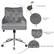 The text on the image is grouped and corrected as follows:
"Smooth Casters 360 Soft Velvet Fabric Ergonomic Tufted Backrest Decorative Nail Heads"