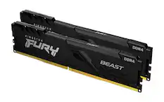 Front. Kingston - FURY Beast Black 16GB (2PK 8GB) 3200 MHz DDR4 CL16 DIMM Desktop Memory Kit.