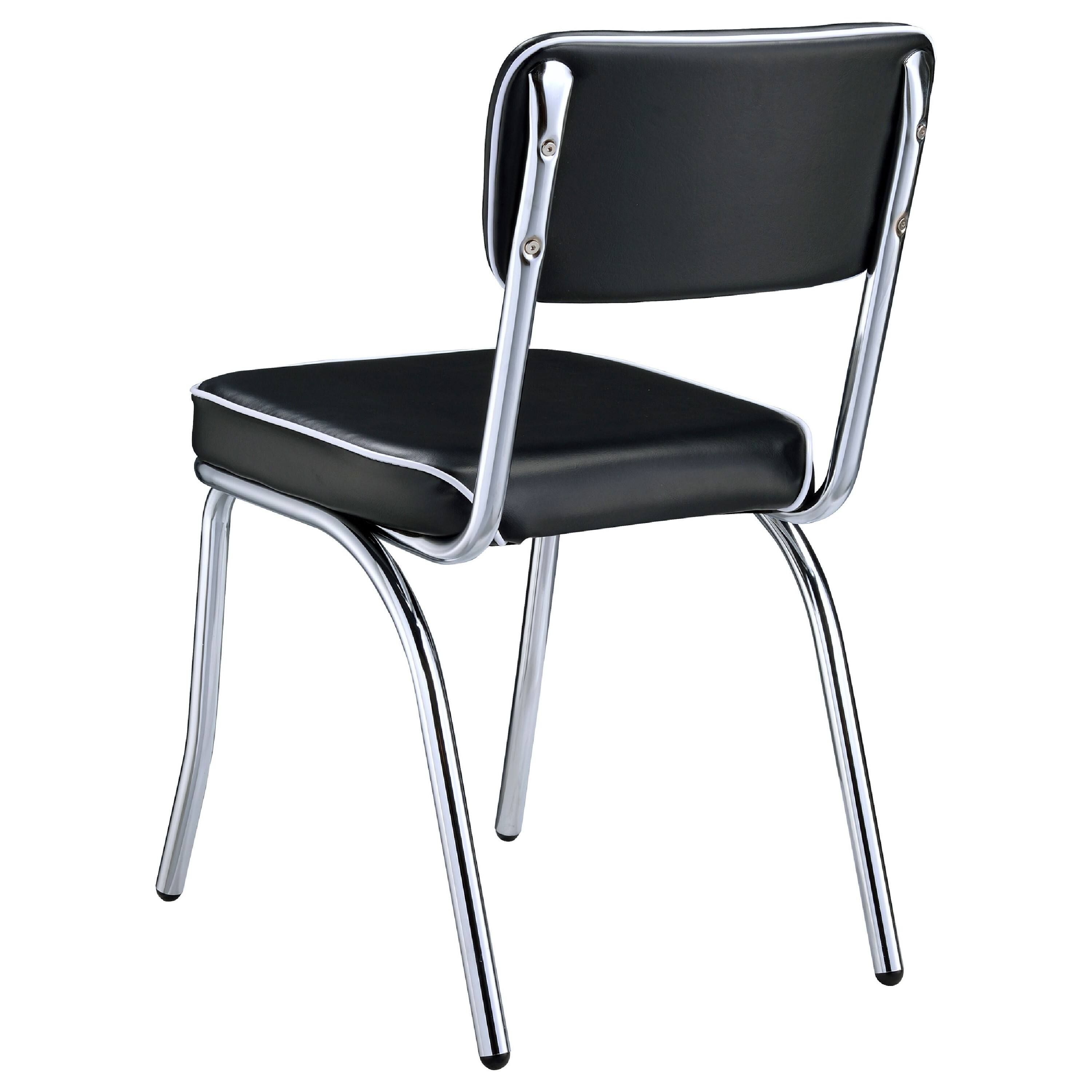 Alt View 3. Manhattan Lane - Loy 5pc Dining Table and Chair Set, Black Faux Leather - White, Black, Silver.
