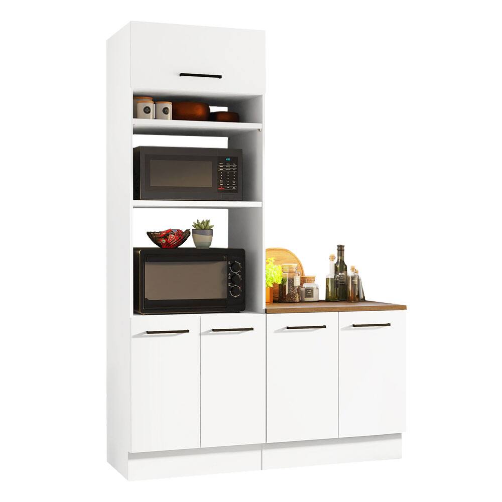 Front. Madesa - Madesa Hazel Kitchen Storage Set with Pantry Cabinet and Base Cabinet 59"L - White - White.