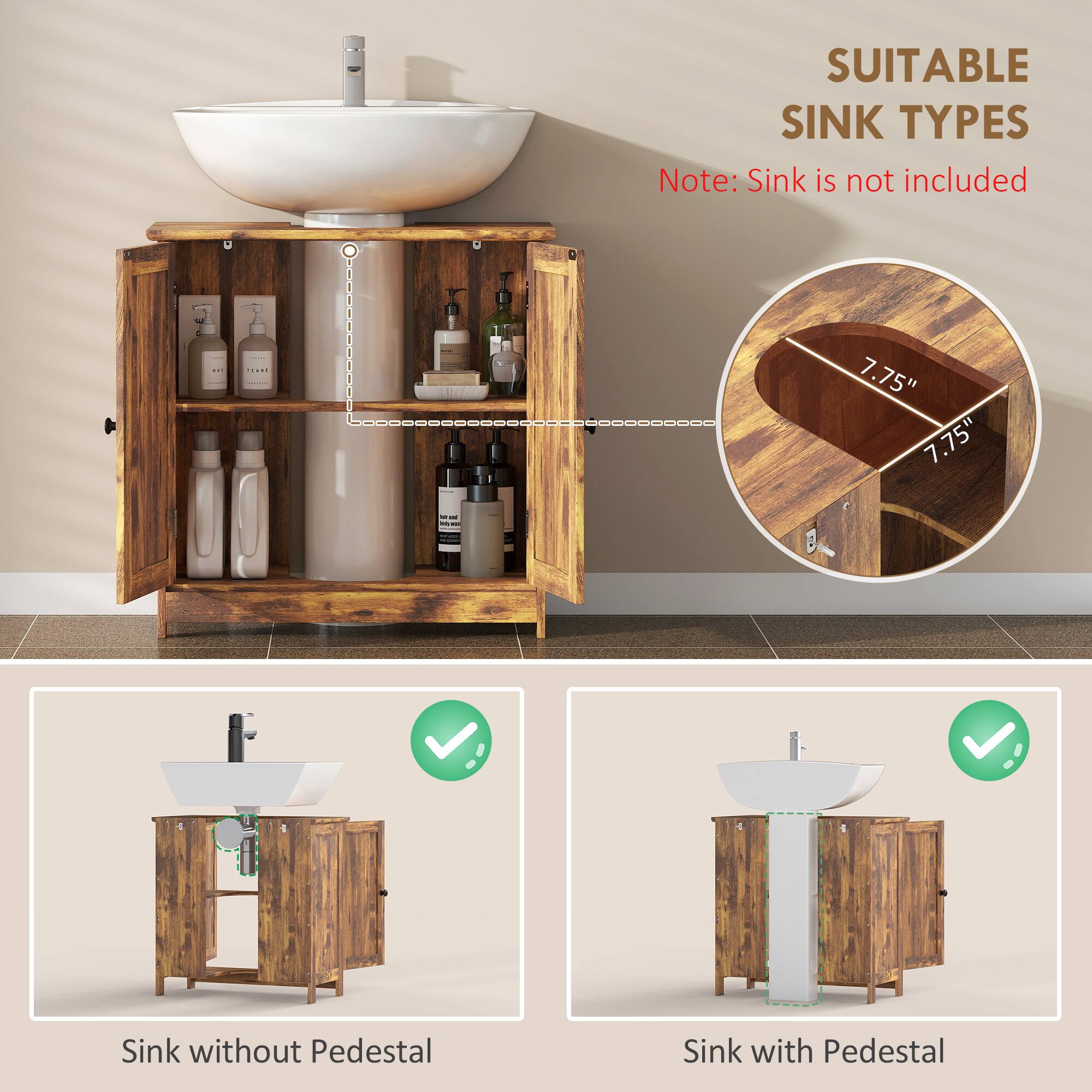 SUITABLE SINK TYPES  
Note: Sink is not included  

7.75" x 7.75"  

Sink without Pedestal  
Sink with Pedestal