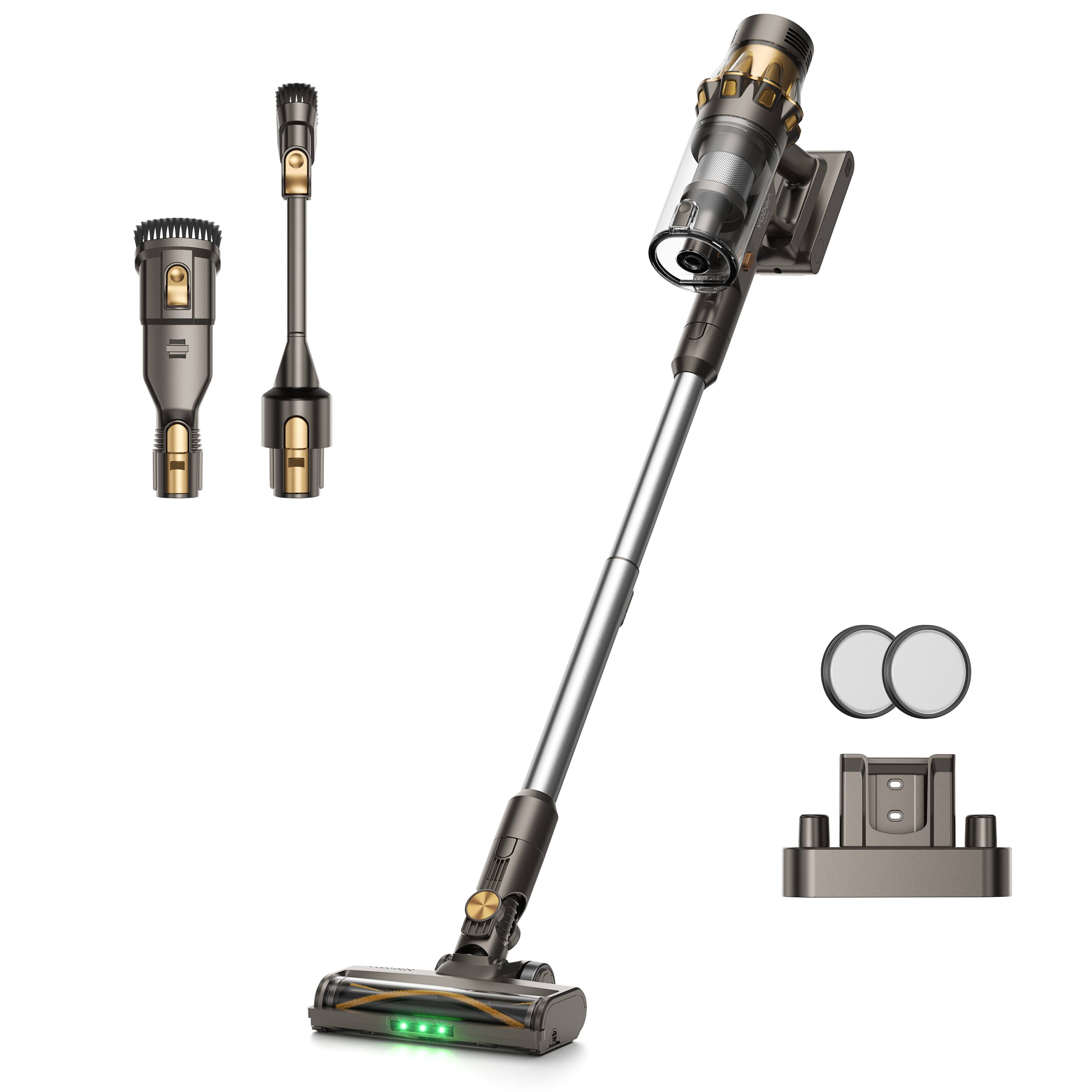 Alt View 1. Yaber - HP20 Cordless Vacuum Cleaner, 180AW Strong Suction, 500W Motor, 65 Mins Runtime, H13 HEPA, 1.69KG Ultra-Light - Black Gold.