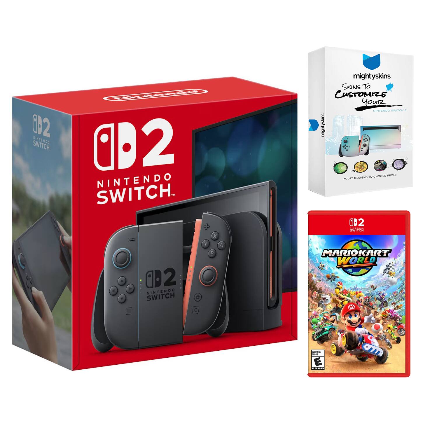 Switch 2 Video Game Console with Mario Kart World and MightySkins Code Bundle - Nintendo Switch 2