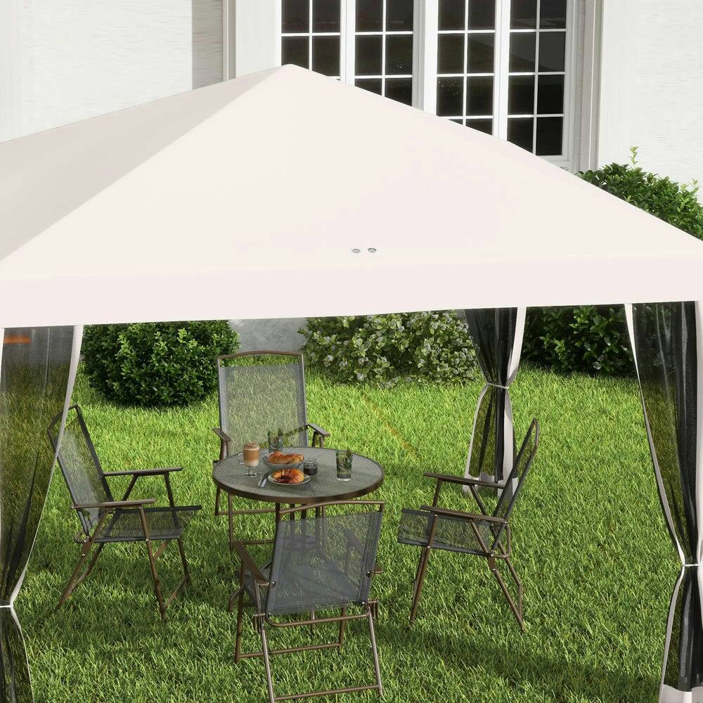 Alt View 4. Spaco - Spaco 10' x 10' Pop Up Canopy Tent with Netting,Instant Gazebo,Screen House - Beige.