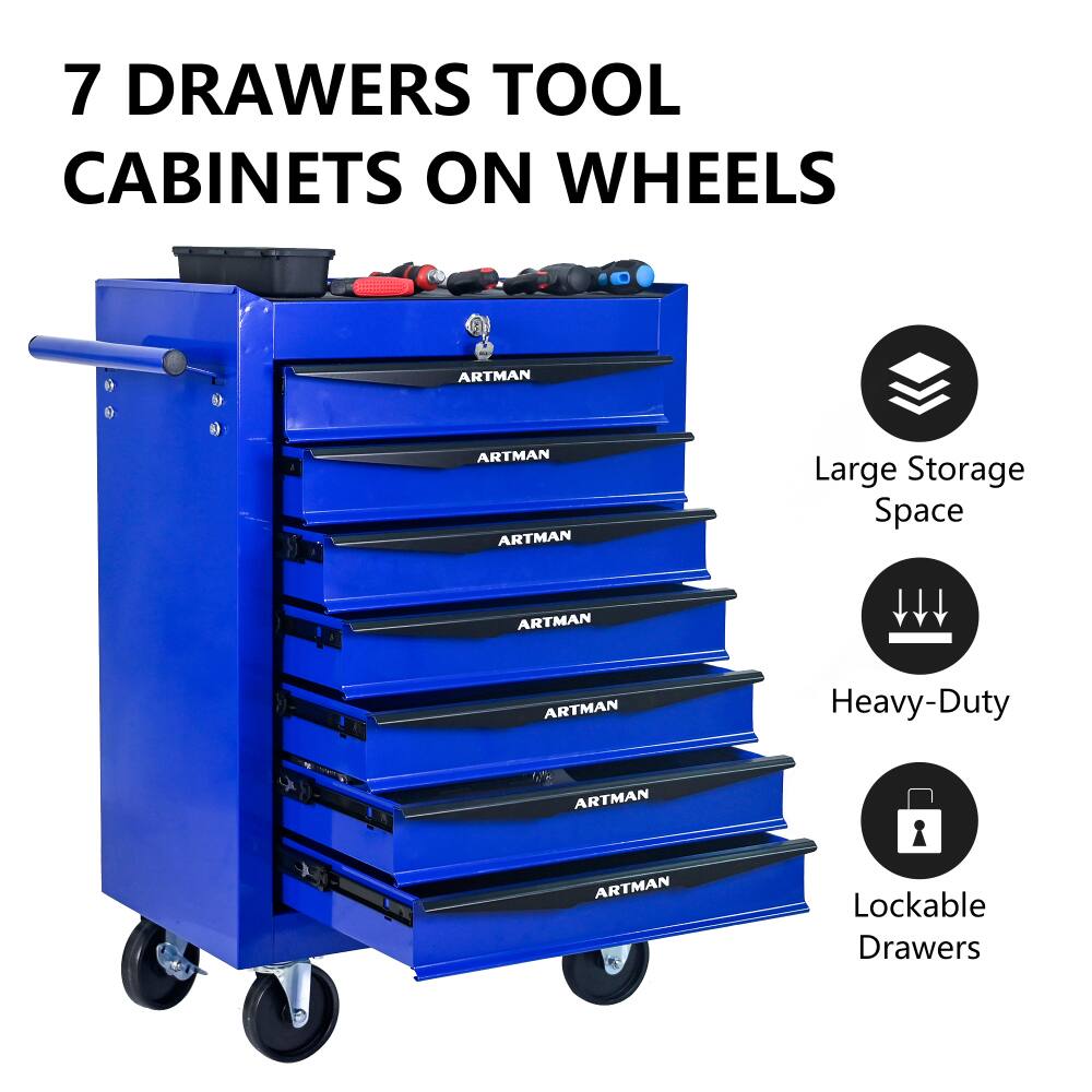 7 Drawers Tool Cabinets on Wheels

- Large Storage Space
- Heavy-Duty
- Lockable Drawers