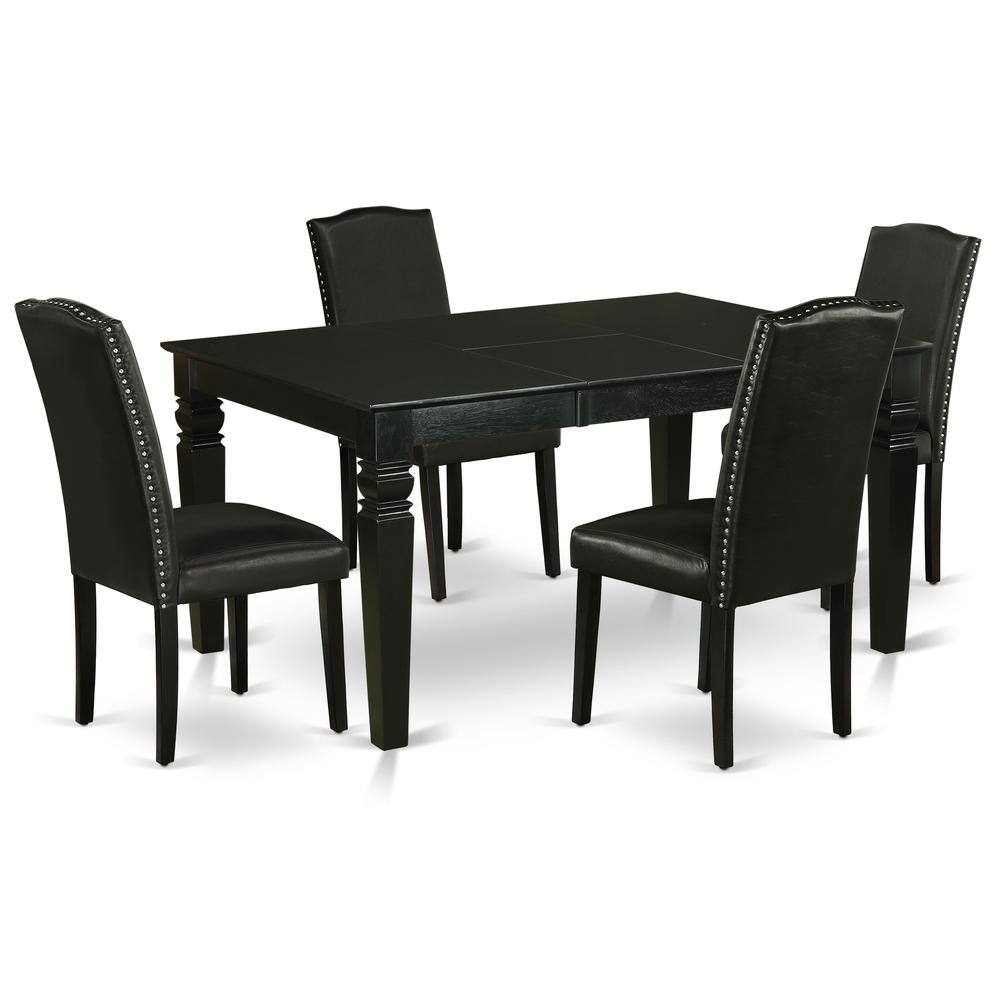 Back. East West Furniture - Dining Room Set Black - Brown.