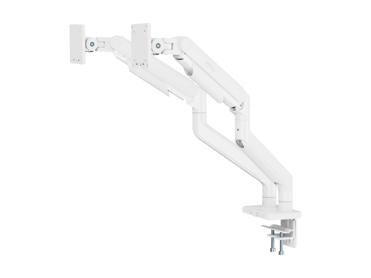 Alt View 10. MSI - MSI MPG MT201DW - Dual Monitor Stand, 17-45", VESA, Spring Assisted, 44 lbs, Clamp/Grommet, Black - Matte White.