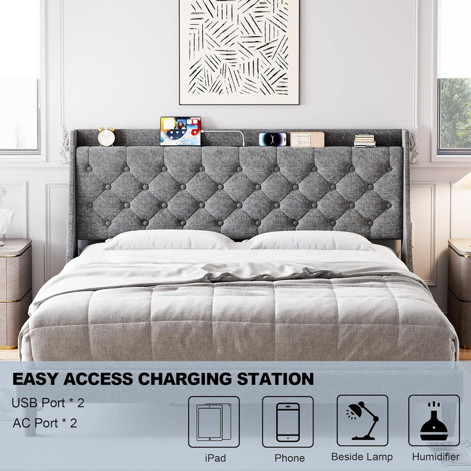 EASY ACCESS CHARGING STATION

USB Port * 2  
AC Port * 2

iPad  
Phone  
Beside Lamp  
Humidifier