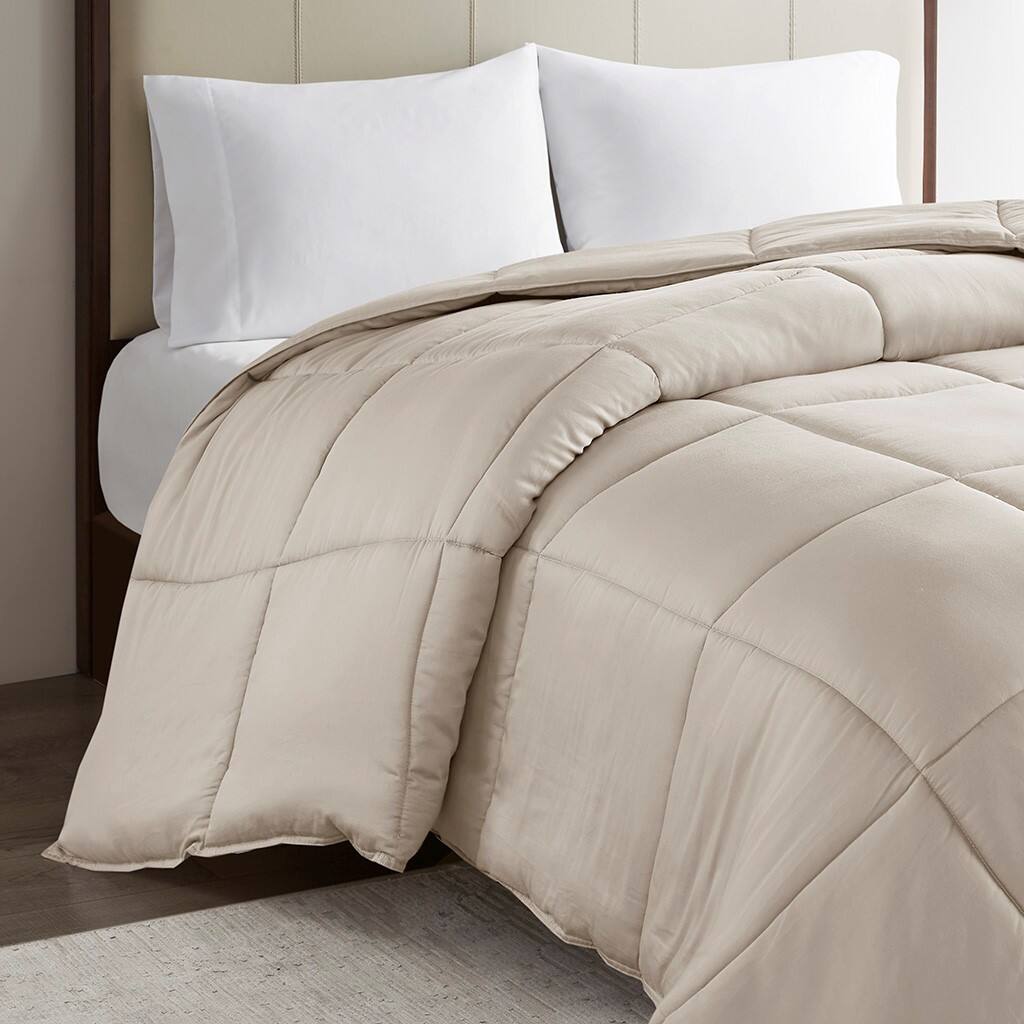 Alt View 1. Gracie Mills - Gracie Mills Monica 300 Thread Count Cotton Shell Luxury Down Alternative Comforter - Tan.