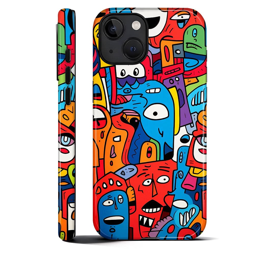 BUBM - Smartphone Case for iPhone - 2-Layer Durable Smartphone Protection Case - Faces in Color - Faces in Color for iPhone 14 Plus