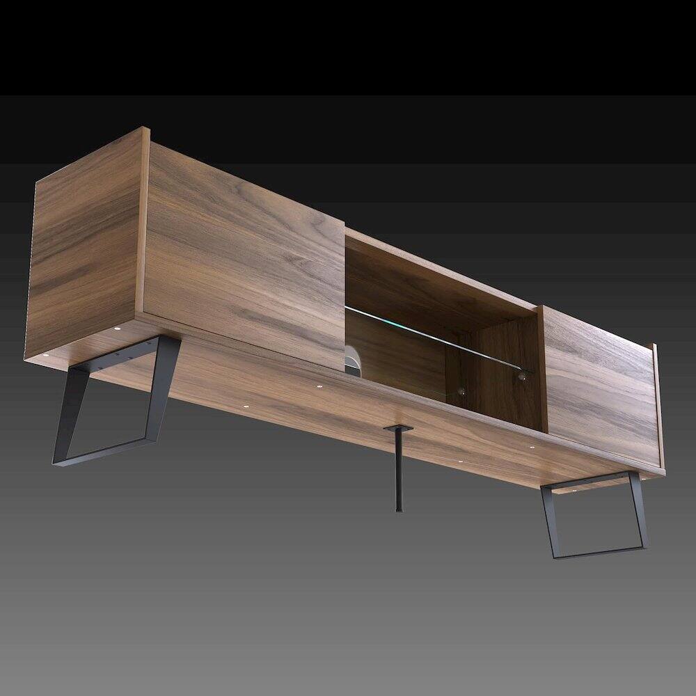 Alt View 1. Atelier Mobili - Modern TV Stand for 65-75-80 Inch TVs, Farmhouse Entertainment Center - Beige.