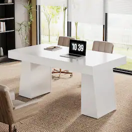 Tribesigns - Office Executive Desk, For Computer Work and Writing in Home Offices and Everyday Organization - White