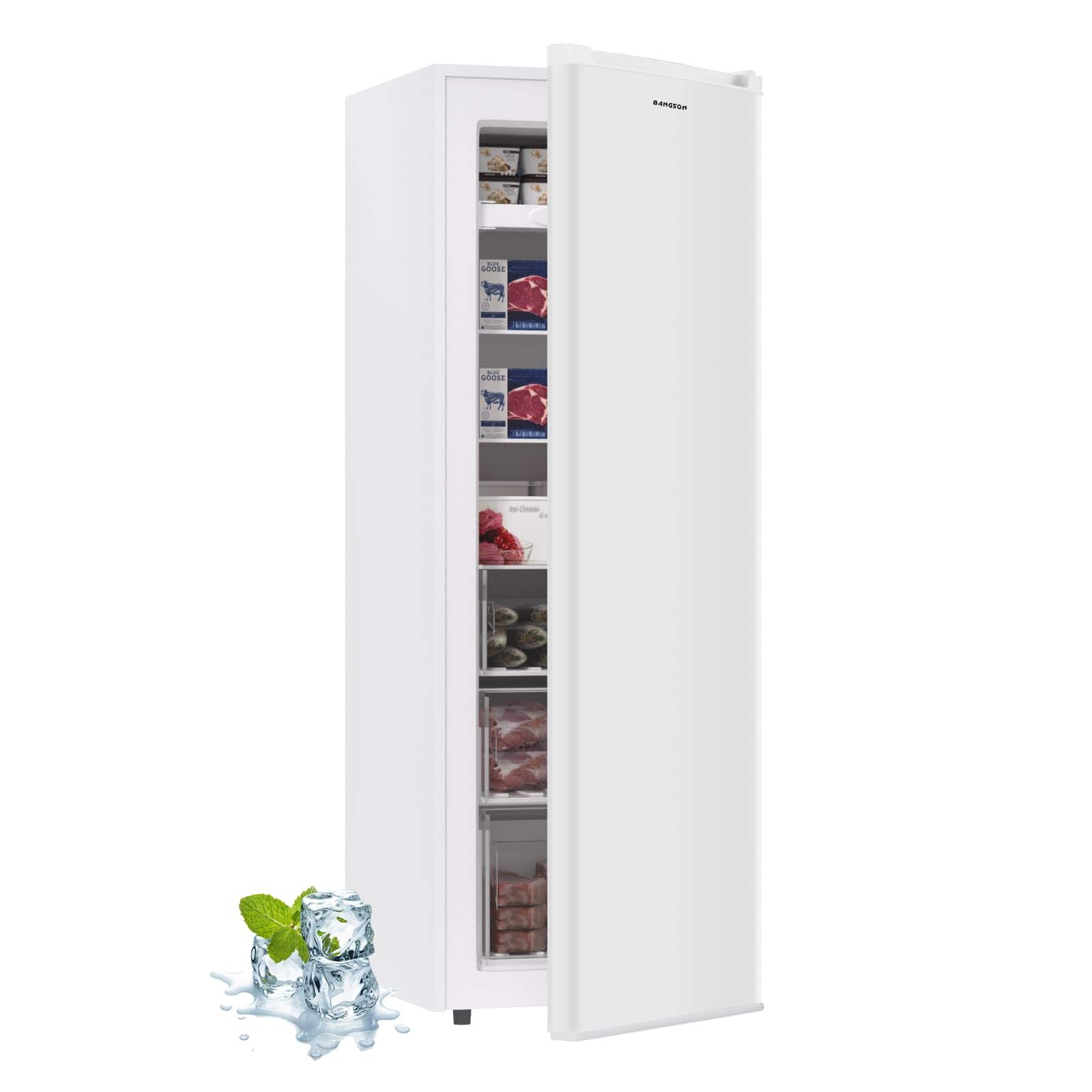 BANGSON - 7.0 Cu.ft Upright Freezer, Convertible Freezer/Refrigerator, for Kitchen Garage Office Apartment - White