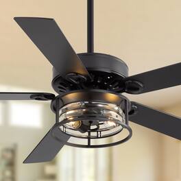 Breezary - 52 Inch Ceiling Fan with 5 Plywood Blades, Dual-Color Reversible Blades, E26 Bulb Base,Remote, 5&10 Inch Downrods - matte black and walnut