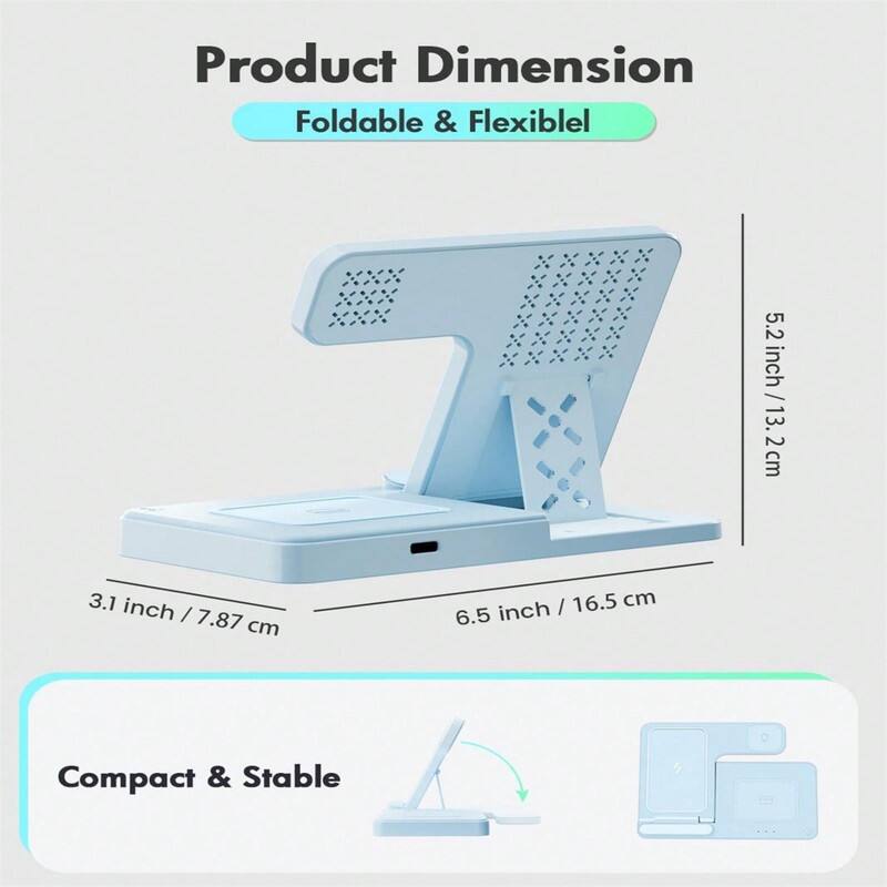 Product Dimension  
Foldable & Flexible  
5.2 inch / 13.2 cm  
3.1 inch / 7.87 cm  
6.5 inch / 16.5 cm  
Compact & Stable