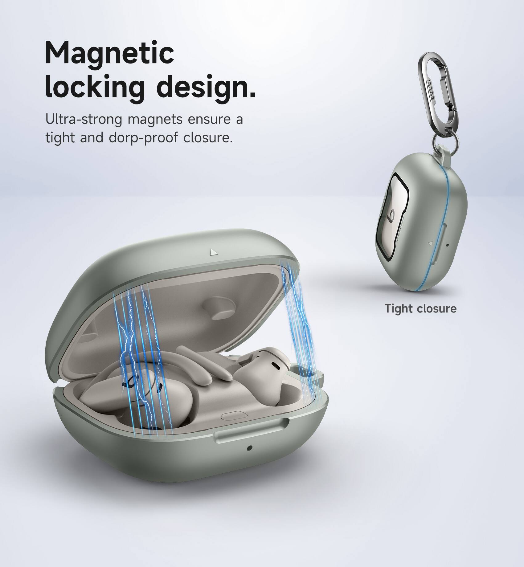 Magnetic locking design.  
Ultra-strong magnets ensure a tight and drop-proof closure.  
Tight closure
