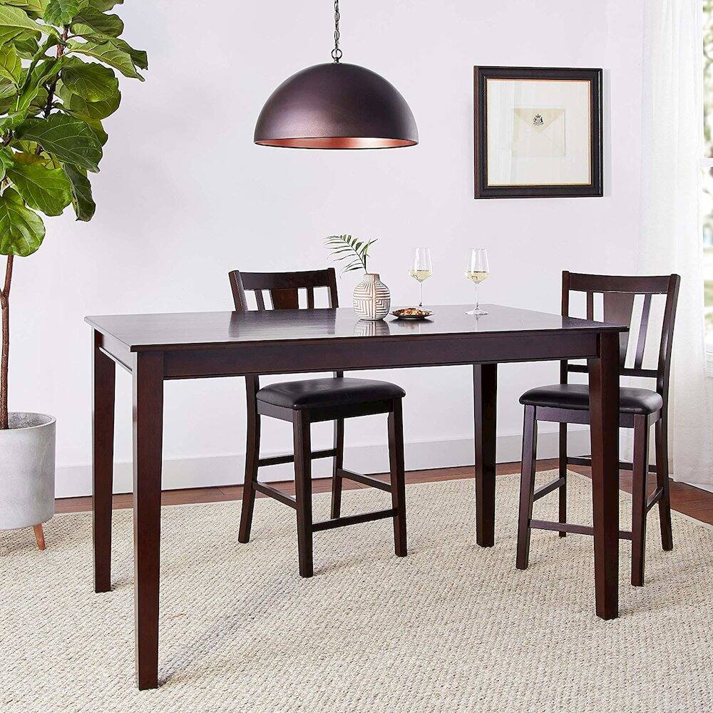 Angle. East West Furniture - Dudley Rectangular Counter Height Dining Table 36"x60" in Mahogany Finish - Mahogany.