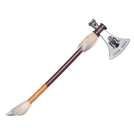 Front. Underwraps - Tomahawk with Fur 11 Inch Foam Adult Costume Accessory - Brown.