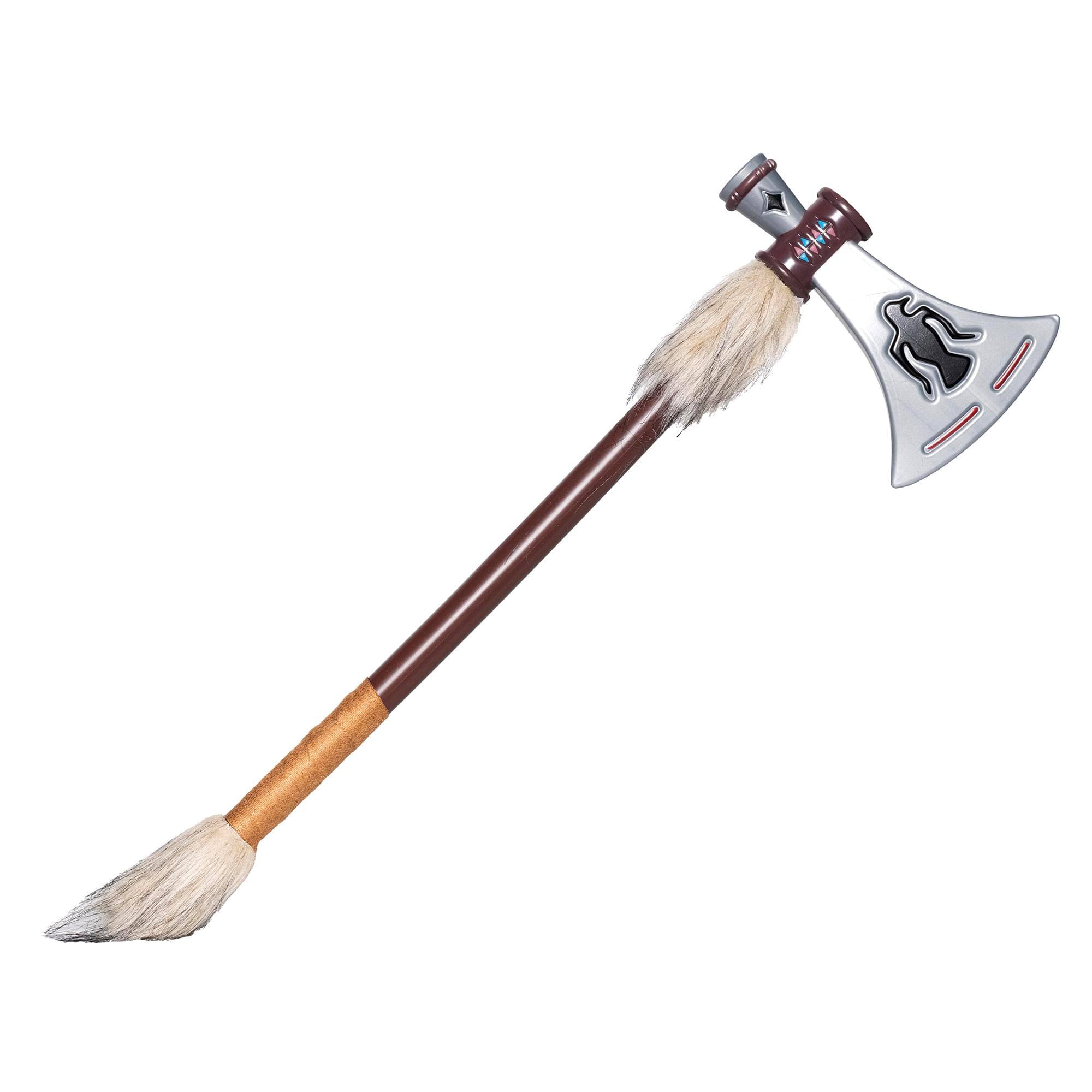 Front. Underwraps - Tomahawk with Fur 11 Inch Foam Adult Costume Accessory - Brown.